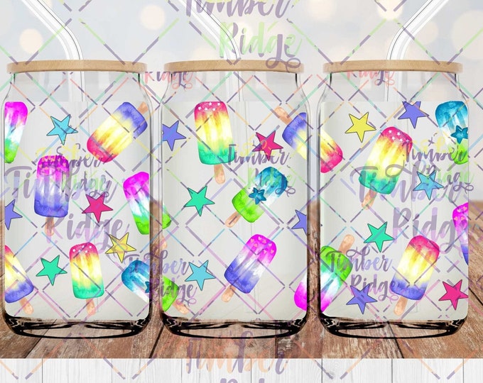 UV DTF Glass Can Wrap, Summer Can Wrap, 16oz Tumbler Wrap