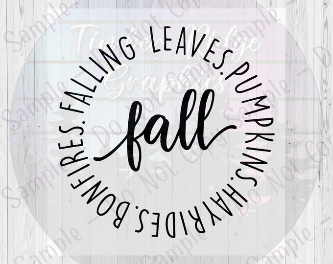 UV Decal | Fall Circle Tumbler Decal | Falling Leaves Pumpkins Bonfires Fall | Tumbler Decal