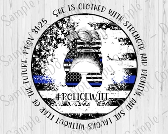 UV DTF Decal Police Wife | Blue Line Tumbler Decal