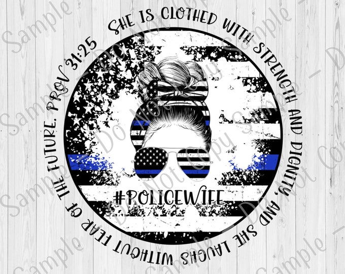 UV DTF Decal Police Wife | Blue Line Tumbler Decal