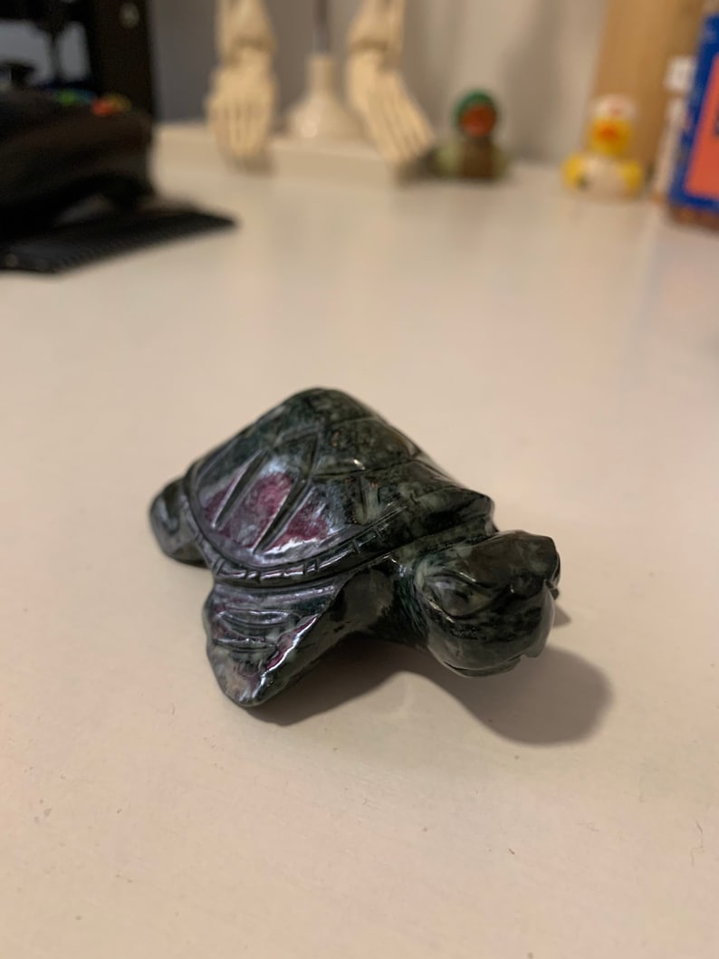 Dark Jade Turtle Figurine Handmade