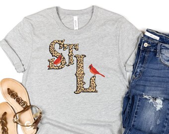 St. Louis Animal Print Shirt * STL Cheetah Print Tee * Leopard Print STL Baseball Shirt * Leopard Print Shirt * STL With Cardinals Shirt