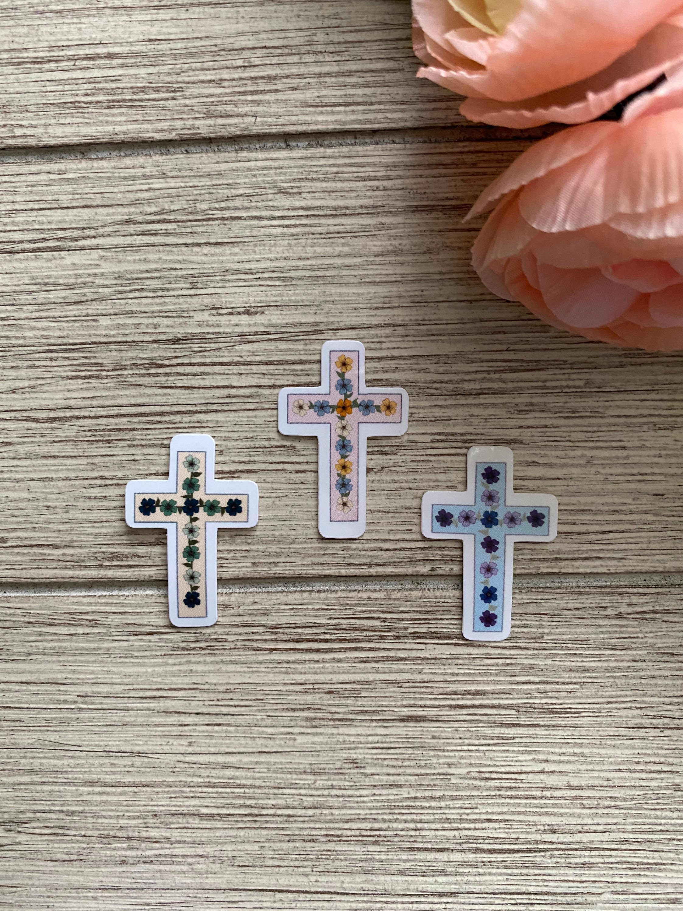 Mini Floral Cross Stickers Set Christian Sticker Religion Etsy UK