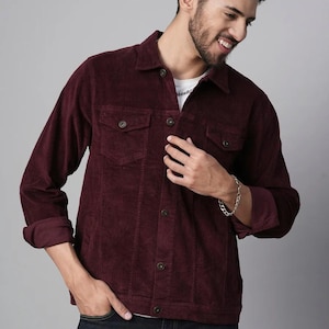 Handmade Vintage Corduroy plaid Flannel Shirt For Men, Warm heavy Flannel Collar Shirt For Men, Men Gift Shackets, winter Jacket for men