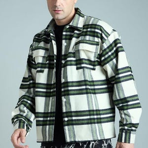 Handmade Vintage Wool plaid Flannel Shirt For Men, Warm heavy Flannel Collar Shirt For Men, Men Gift Flannel Shackets, winter Jacket for men
