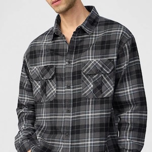 Plaid flannel men's shirt, Flannel over shirt for men, Button down men flannel shirt, Boyfriend flannel shirt, Valentines day gift, Men gift