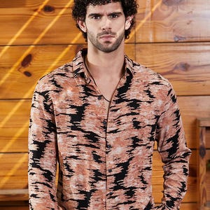 Men button up shirt, Long sleeve men shirt, Button up summer shirt, Printed button up, Gift for husband, Gift for him, Beach hawaii shirt