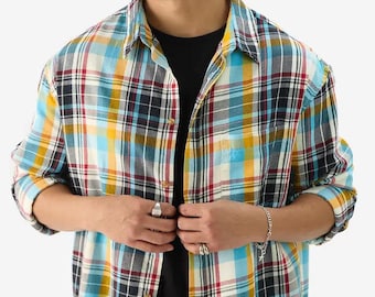 Vintage 90s Plaid Flannel Shirt: Cotton-Wool Blend Overshirt