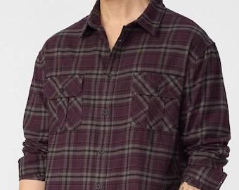 Camisa de franela a cuadros vintage de los años 90: sobrecamisa de mezcla de algodón y lana