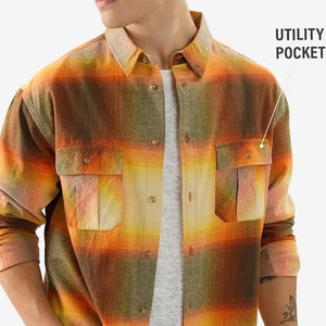 Plaid flannel men's shirt, Flannel over shirt for men, Button down men flannel shirt, Boyfriend flannel shirt, Valentines day gift, Men gift