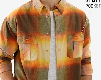 Vintage 90s Plaid Flannel Shirt: Cotton Wool Blend Overshirt