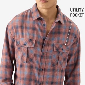 Plaid flannel men's shirt, Flannel over shirt for men, Button down men flannel shirt, Boyfriend flannel shirt, Valentines day gift, Men gift