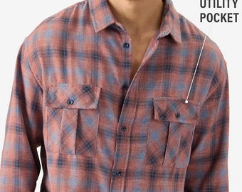 90s Vintage Plaid Flannel Shirt: Cotton-Wool Blend, Double Pocket