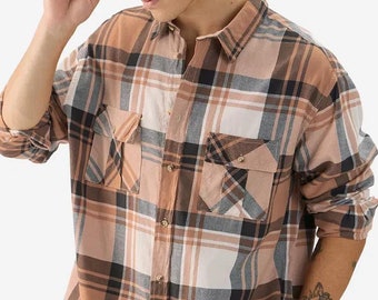 トップス SUBCULTURE COTTON CHECK SHIRT / BROWN RILEY CHECKED SHIRT | Cotton Check Shirt, Flannel Shirt