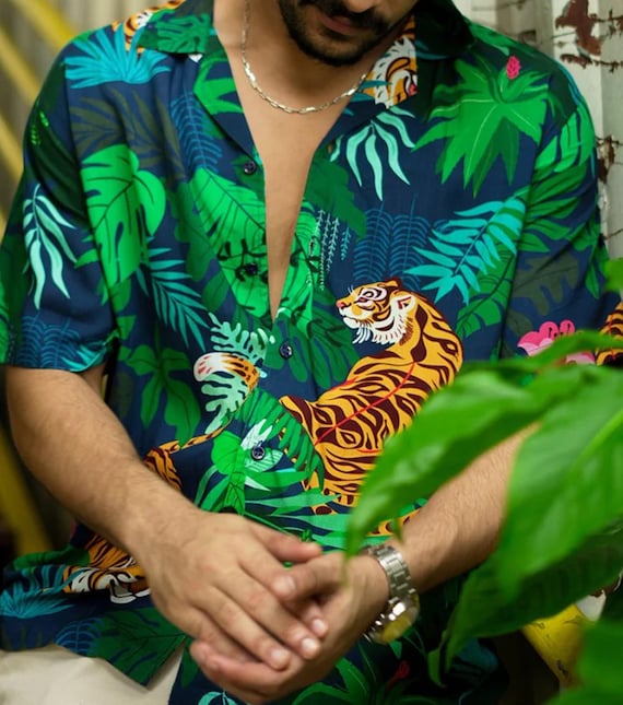 Unisex Rayon Tiger Shirt: Wildlife Art Button-up - Etsy