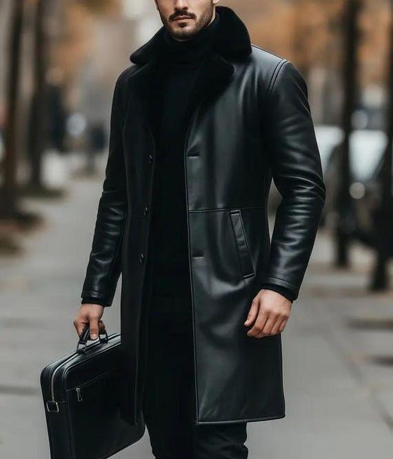 Nappa Brown Pure Leather Coat, Inner Fur Lining Men Coat.