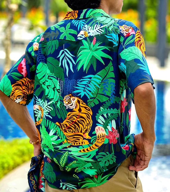 Unisex Rayon Tiger Shirt: Wildlife Art Button-up - Etsy