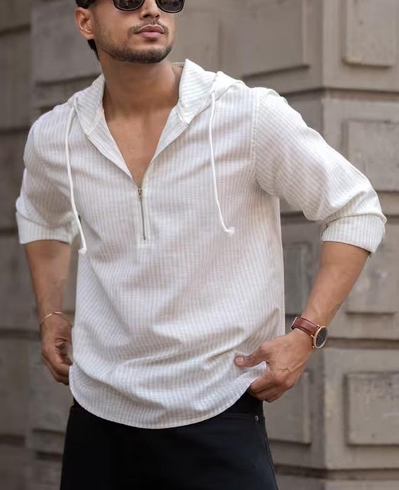 Sweat à Capuche Léger En Coton Et Lin Pour Homme - Confort Été, Manches Longues, Couleur Unie