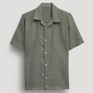 Sage Short sleeve linen shirt for men, Linen Button Down, Camp Collar Linen Shirt, Linen Men Dress Shirt, Short Sleeve linen, Gift For Him.