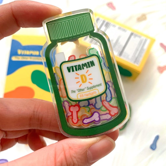 Vitamin D Acrylic Shaker Pin Dirty Joke Art Penis Pin Etsy