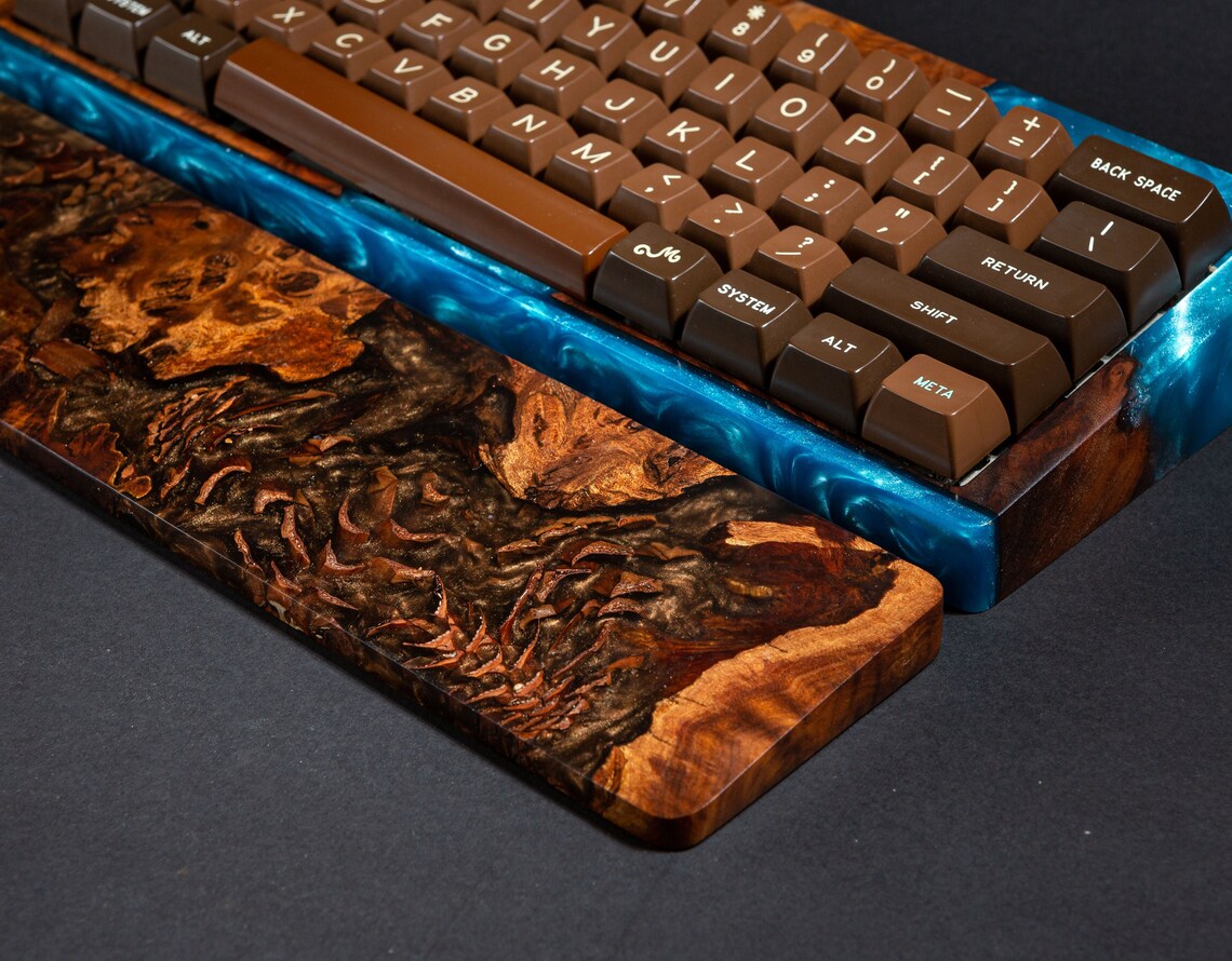 Blue wood case 60 for mechanical keyboard Wooden wrist rest Etsy