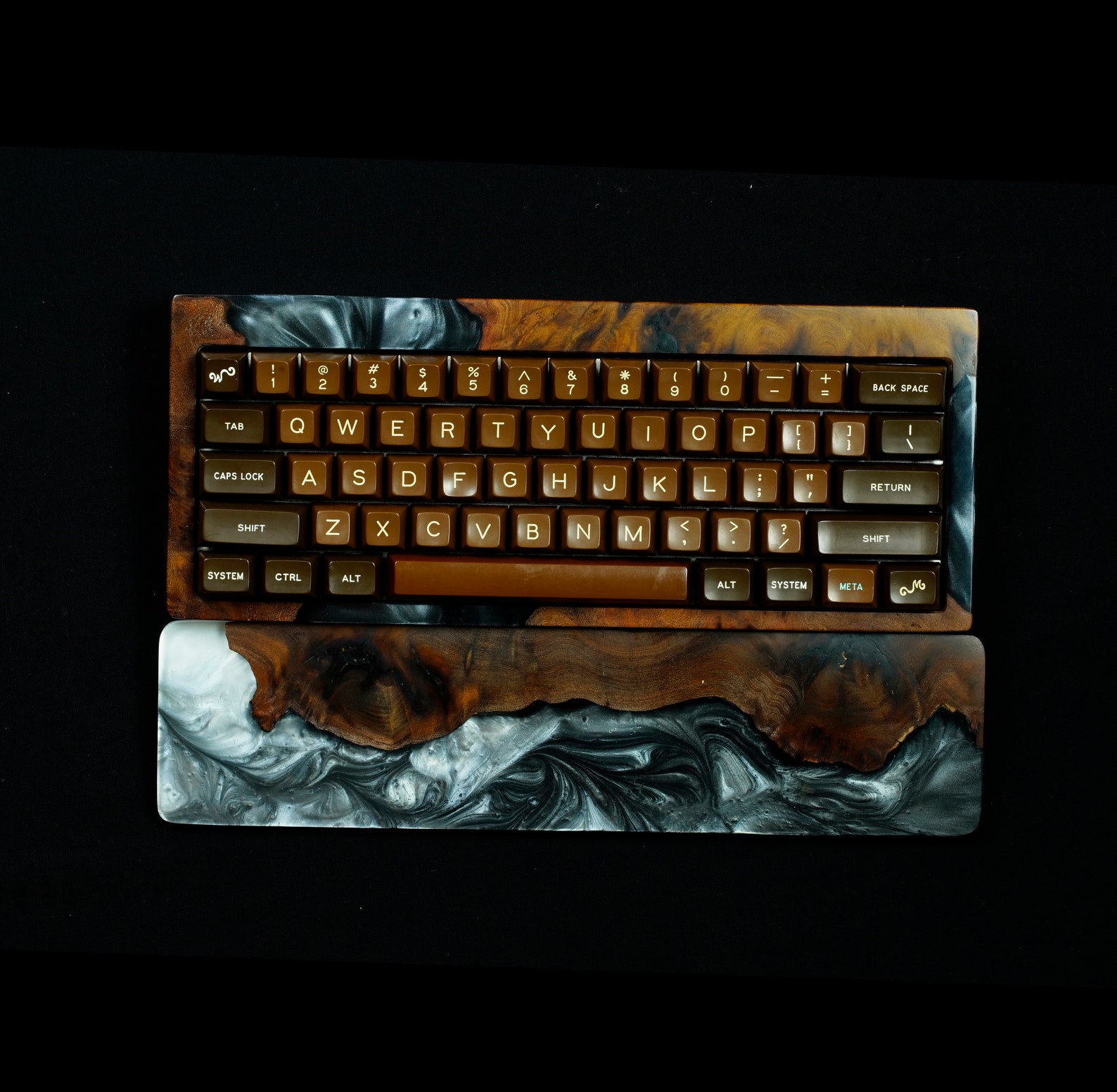 Gray wood and resin case 60 Wood keyboard case Wooden Etsy