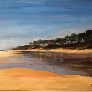 Zeitgenössisches dekoratives impressionistisches Ölgemälde auf Leinwand: Le Pyla sur Mer - Bassin d&#39; Arcachon (33)