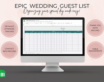 Wedding Guest List Template, RSVP & Gift Tracker (Google Sheets)