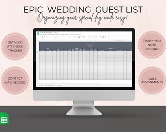 Wedding Guest List Google Sheet, RSVP & Gift Tracker (Digital Download)