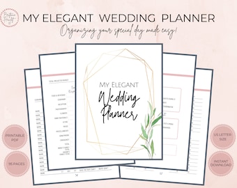 Elegante wedding planner, organizer da 95 pagine (PDF stampabile)