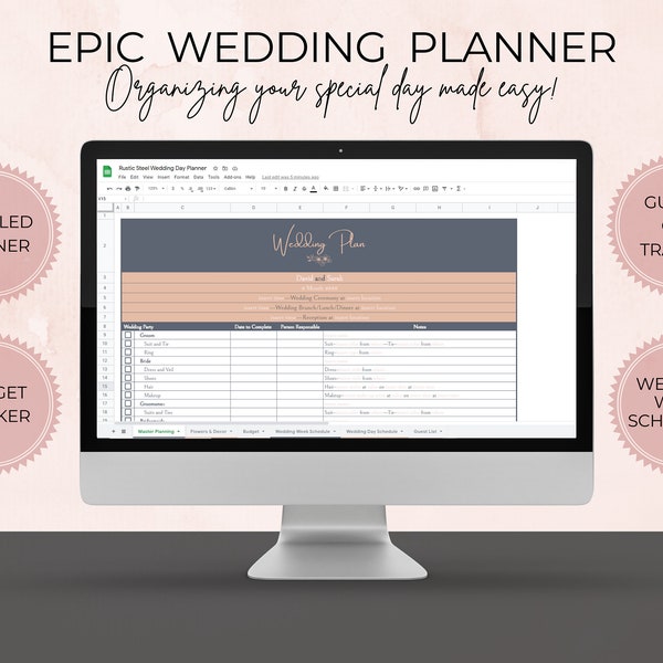 Epic LDS Temple Wedding Planner includes Checklist, Wedding Timeline, Guest List, Budget Tracker, and Wedding Week Schedule Templates