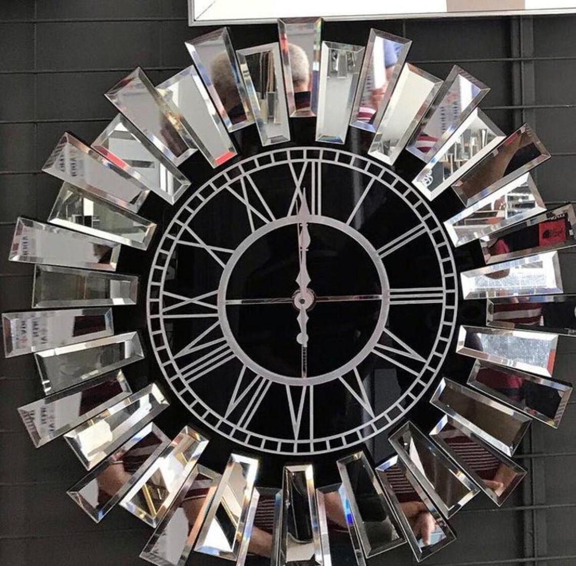 Real Mirror clockSılver Large Wall clockModern home Etsy