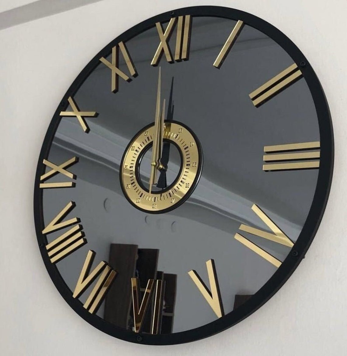 Personalized Mirror clockLarge Wall clock Modern home Etsy