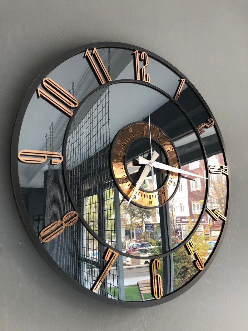 Personalized Mirror Clocklarge Wall Clock Modern Home - Bronze Wall Clock Large Personalized Mirror Clocklarge Wall Clock Modern Home - Bronze Wall Clock Large