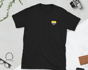 Colombia voetbalshirt, T-shirt Colombiaanse vlag hart, driekleurig voetbalshirt, Colombia fan gear, uniseks Country Pride T-shirt, Colombia Goal Je