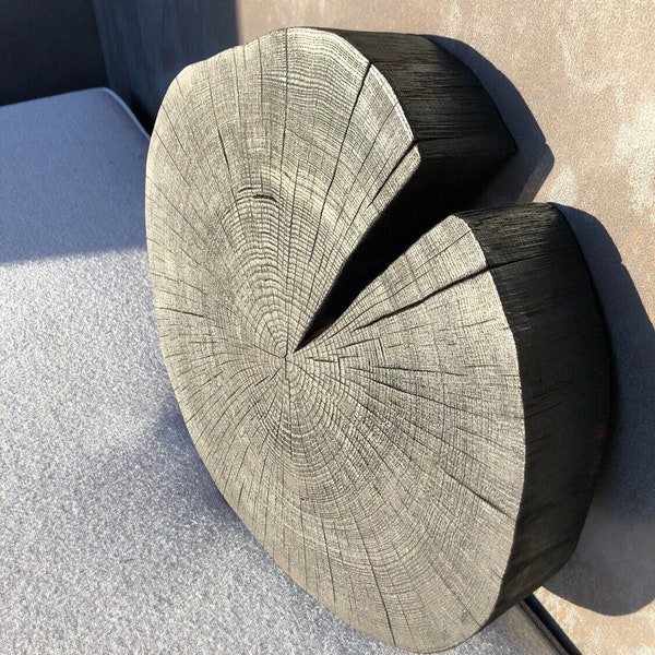 Fired Black Oak Wood Slice 6 cm Thick Decoration Cake Stand Wedding Interior Design Serving Board Garden Terrace Balcony Home Decor Garden