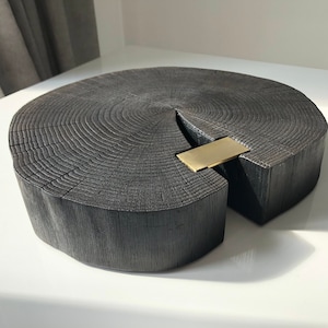 Fire Wood Black Oak Slice Modern Board Housewarming Living Room Wood Art Handmade Home Decor Birthday Gift Unique Wedding Nature Furniture