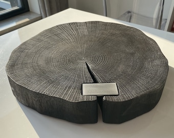 Home Decor Fired Oak Wood Slice 30 - 35 cm Silver Detail Wedding Style Handmade Gift Table Lake House Decor Nature Furniture Gift For Women