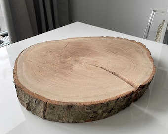 Unique Wood Slice 38 - 45 cm THICK Oak Handicraft Furniture Handmade Rustic Wood Decor Epoxy Resin Desk Interior Design Kitchen Wedding