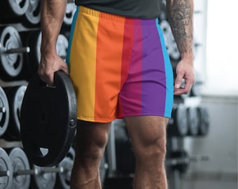 Pride Rainbow Stripe Men's Athletic Shorts