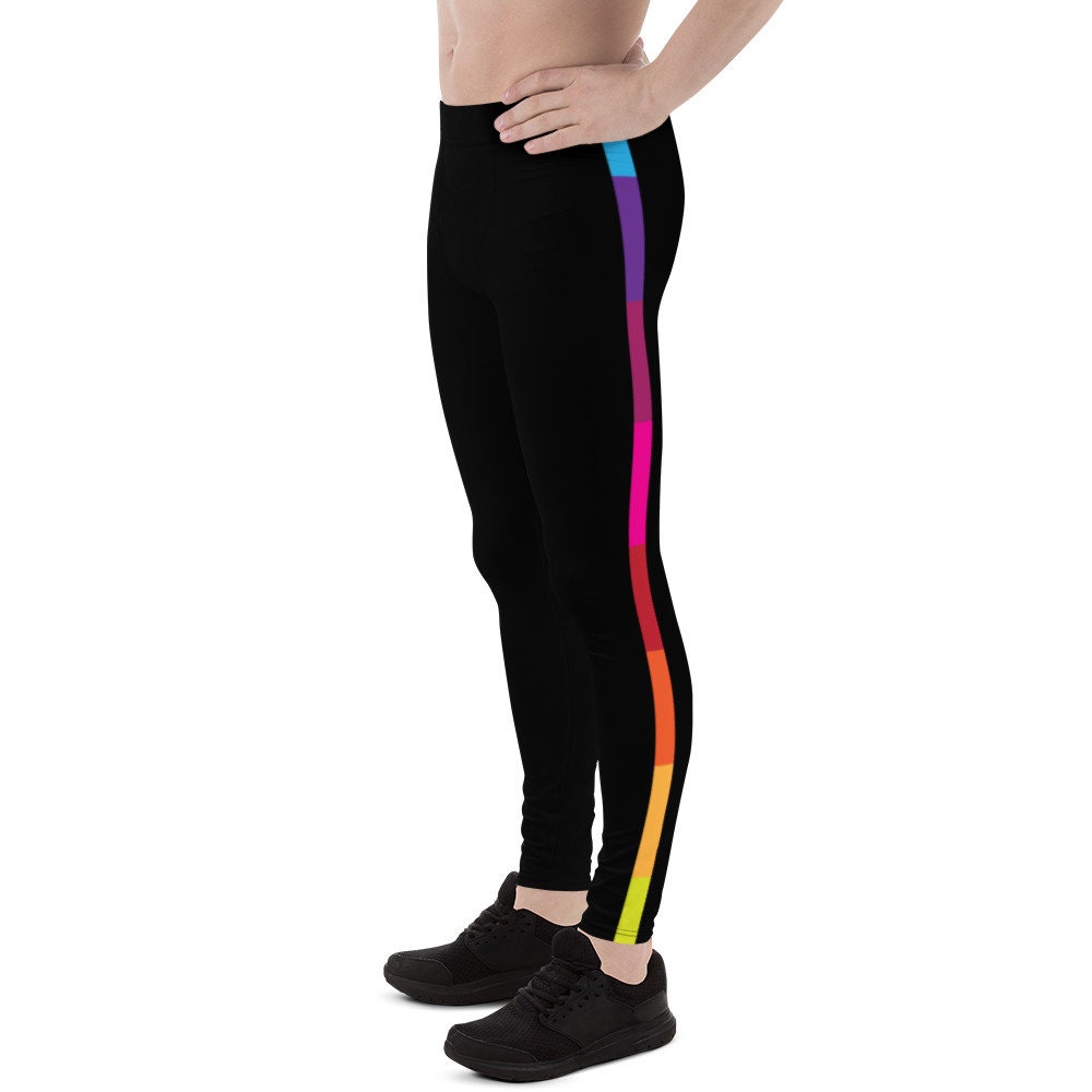 White Rainbow Gym Leggings Men - Gay Pride Workout Leggings