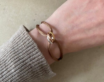 Trikolor Armband mit drei Ringen (Silber / Gold / Rosé) 18K vergoldet