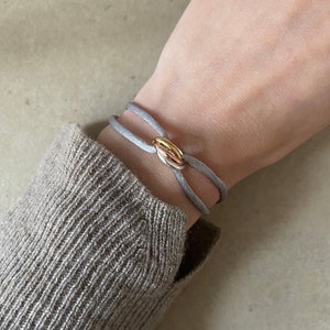 Trikolor Armband mit drei Ringen Silber / Gold / Rosé 18K vergoldet zdjęcie 4