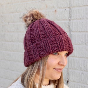 Chunky Wool Knit Beanie - Men’s and Women’s Unisex Knit Winter Hat, Unique Customizable Winter Hat