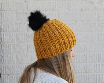 Quick Ship! - Chunky wool knit hat
