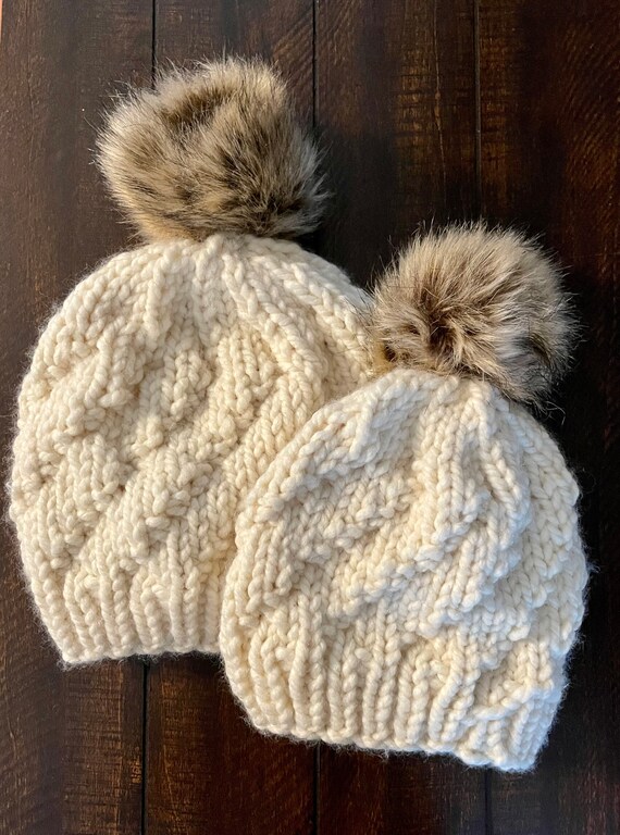 Chunky Wool Knit Hat, Unique Winter Beanie, Thick Wool Knit Beanie