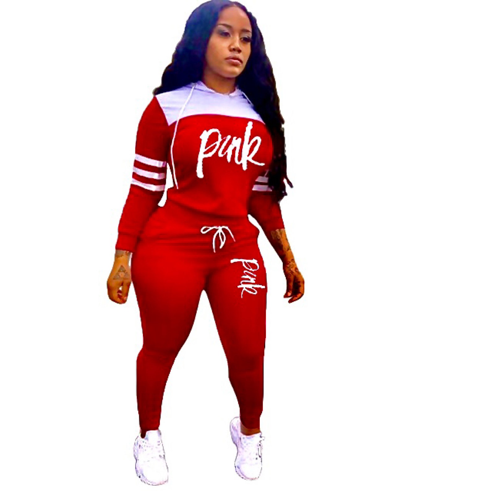 Womens Two Piece Pink Print Jogger Set Etsy