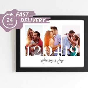 Regalo per il 1° anniversario per il marito, cornice per collage di foto di nozze con numero personalizzato per regalo di anniversario, biglietto di anniversario di 1 anno di ricordi