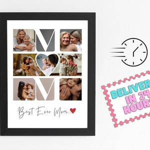 Mothers day gift idea Photo collage for Mama, Custom mom picture frame, Personalized gift from daughter, Printable Photo Canvas, DIGITAL