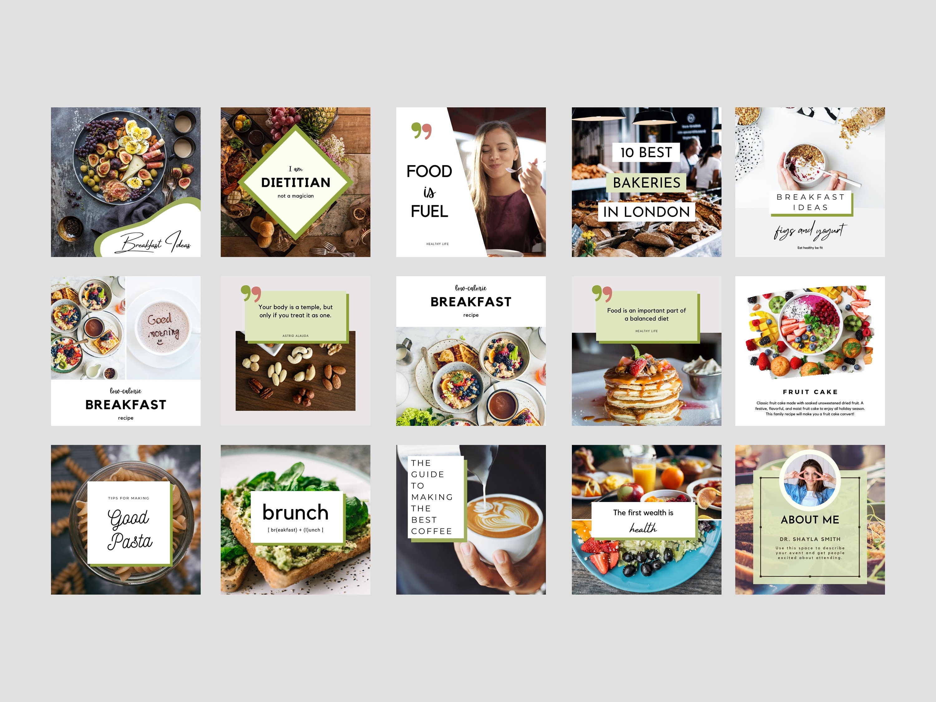 Nutrition Instagram Templates Nutritionist Post Bundle Food | Etsy